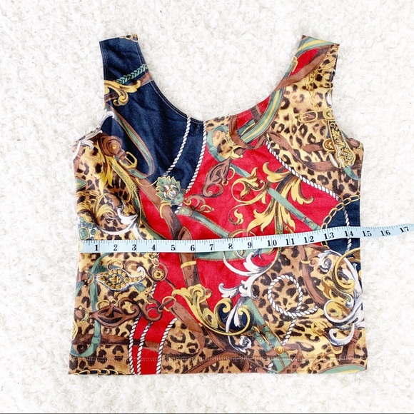 Equestrian Ropes & Links Print V-Neck Tank NWT - Picture 4 of 7